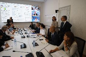 Ministerial visit at command and crisis management center following a press conference presenting the security layout for the Ru