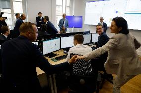 Ministerial visit at command and crisis management center following a press conference presenting the security layout for the Ru