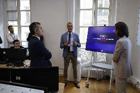 Ministerial visit at command and crisis management center following a press conference presenting the security layout for the Ru