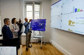 Ministerial visit at command and crisis management center following a press conference presenting the security layout for the Ru