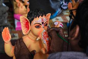 Ganesh Chaturthi Festival Preparation In Kolkata, India