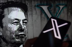 X - Elon Musk - Threads - Bluesky - Illustration