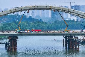 A Bridge Across The Qinhuai New River in Nanjing