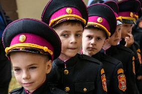 Cadets, Ladies, Students Of The Kyiv Cadet Corps, And Their Parents Take Part In The Ceremony Of The Solemn Start Of The New Sch