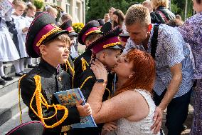 Cadets, Ladies, Students Of The Kyiv Cadet Corps, And Their Parents Take Part In The Ceremony Of The Solemn Start Of The New Sch
