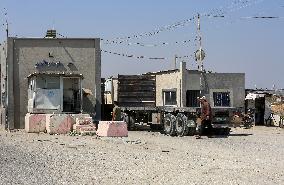 Palestinian Trucks In Front Of The Kerem Shalom Commercial Crossing, In Gaza Strip