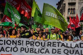 Strike Of Educational Workers In Catalonia.