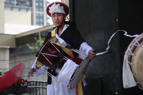 Korean Musicians Perform Traditional Samulnori Percussion Music