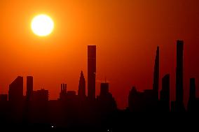 Sunset On Manhattan Skyline - NYC