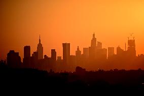Sunset On Manhattan Skyline - NYC