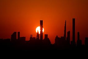 Sunset On Manhattan Skyline - NYC