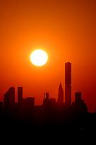 Sunset On Manhattan Skyline - NYC