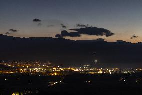 Mornings Lights Before Sunrise Near L’Aquila, Italy