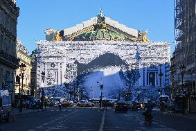 JR Covers The Facade Of The Opera Garnier - Paris