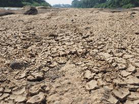 Drought-Induced Low Water Levels In Cisadane River, Tangerang