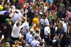 US Open - Climate Protesters Halt Women's Semi-Final