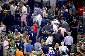 US Open - Climate Protesters Halt Women's Semi-Final