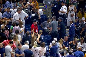 US Open - Climate Protesters Halt Women's Semi-Final