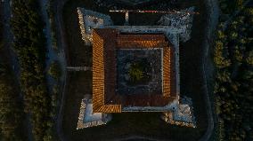 Drone View Of L’Aquila At Sunrise