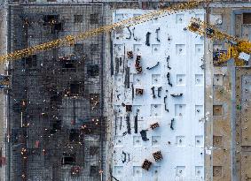 Workers Work At A Real Estate Construction Site in Huai'an