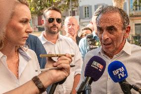Eric Zemmour And Marion Marechal Visit To The Market - Cogolin