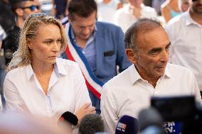 Eric Zemmour And Marion Marechal Visit To The Market - Cogolin