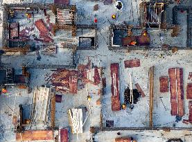 Workers Work At A Real Estate Construction Site in Huai'an