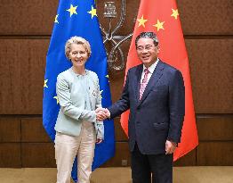 INDIA-NEW DELHI-CHINA-LI QIANG-EUROPEAN COMMISSION PRESIDENT-MEETING