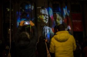 The Image Of Salvador Allende In The Streets Of Santiago, Chile.