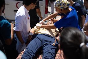 Injured people arrive at the Hospital Mohammed VI - Marrakesh