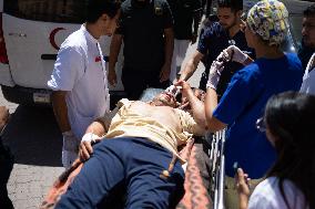 Injured people arrive at the Hospital Mohammed VI - Marrakesh