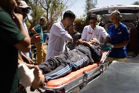 Injured people arrive at the Hospital Mohammed VI - Marrakesh