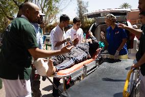 Injured people arrive at the Hospital Mohammed VI - Marrakesh