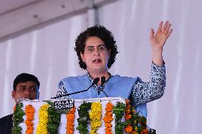 AICC General Secretary Priyanka Gandhi Vadra At Party Rally In Rajasthan