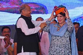 AICC General Secretary Priyanka Gandhi Vadra At Party Rally In Rajasthan