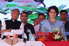 AICC General Secretary Priyanka Gandhi Vadra At Party Rally In Rajasthan