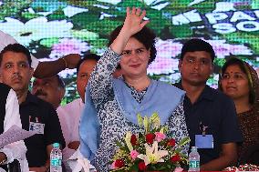 AICC General Secretary Priyanka Gandhi Vadra At Party Rally In Rajasthan