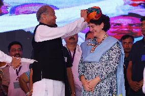 AICC General Secretary Priyanka Gandhi Vadra At Party Rally In Rajasthan