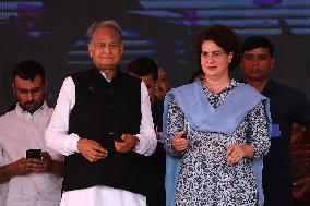 AICC General Secretary Priyanka Gandhi Vadra At Party Rally In Rajasthan