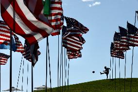 U.S.-MALIBU-9/11 ATTACKS-ANNIVERSARY-WAVES OF FLAGS