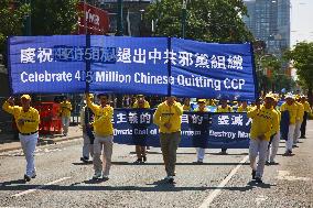 Members Of The Falun Gong Protest Against The Communist Party Of China