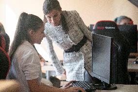 Queen Letizia Attends A School Opening - Madrid