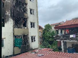 (SPOT NEWS)VIETNAM-HANOI-APARTMENT BLOCK-FIRE-RESCUE