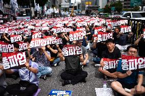 National Railroad Workers' Union Strike In Seoul