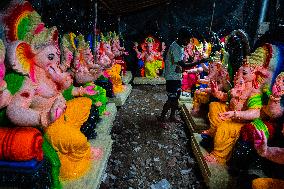 Artists Busy Making Ganpati Idols At Ahmedabad