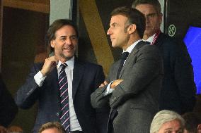 French And Uruguayan Presidents Watch France v Uruguay