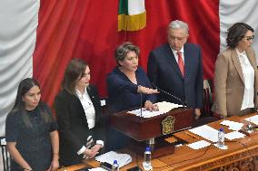 Delfina Gómez Is Sworn In As Governor Of The State Of Mexico.