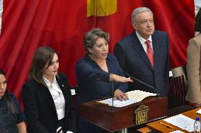 Delfina Gómez Is Sworn In As Governor Of The State Of Mexico.