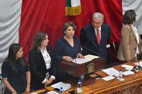 Delfina Gómez Is Sworn In As Governor Of The State Of Mexico.