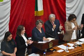 Delfina Gómez Is Sworn In As Governor Of The State Of Mexico.